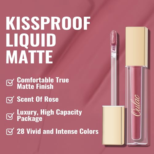 Oulac Matte Liquid Lipstick 2 PCS Set, Long Lasting Lipstick Waterproof Lip Stain, No Transfer, Creamy High Pigmented Formula with Rose Oil, Vegan [M11+M12]