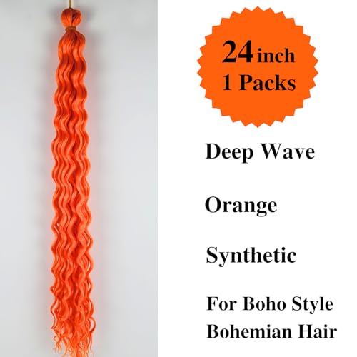 Braiding Hair Pre stretched Neon Orange Boho Braids Prestretched Braiding Hair for Bohemian Hair Ez Braid Micro Braiding Hair Synthetic Curly Deep Wave Braids