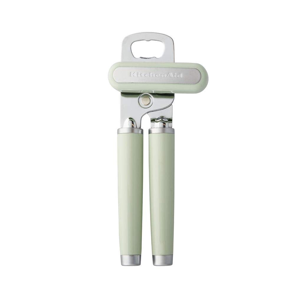 KitchenAid Classic Multifunction Can Opener and Bottle Opener Easy to Use, Razor Sharp Stainless Steel Cutting Wheel, Soft Ergonomic Handles, Pistachio