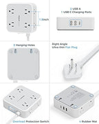 Power Strip Surge Protector 10 Ft Cord, 8 AC Outlets, 3 USB Charger(1 USB C Port), TESSAN Ultra Thin Extension Cord, Flat Plug, 900 Joules Protection, Desk Charging Station for Home, Office