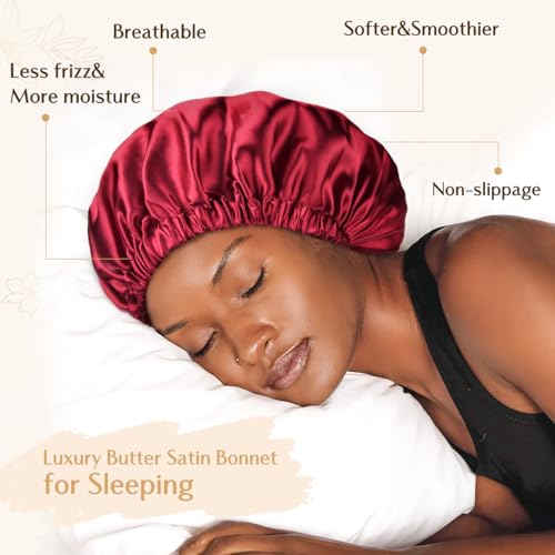 YANIBEST Double Layer Satin Bonnet Silk Bonnet Adjustable Hair Bonnet for Sleeping Hair Bonnets for Women Curly Natural Hair