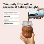 Pop & Bottle Oat Milk Lattes- Cold Brew, Cold Brew Coffee Cans, Canned Coffee, Iced Coffee, Organic, Dairy Free, Gluten Free, Lightly Sweetened with Coconut Nectar- Peppermint Mocha, 8 Fl Oz (12 Pack)