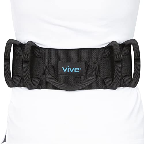 Vive Gait Belt (300lbs) Transfer Belt with Handles - Medical Nursing Safety Patient Assist - Bariatric, Elderly, Handicap, Physical Therapy - PT Gate Strap Quick Release Metal Buckle, Grabbing Teeth
