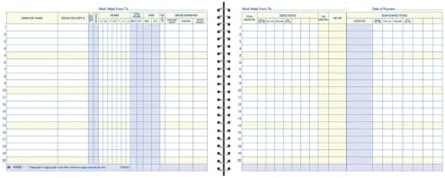Adams Weekly Payroll Record, 20 Employee Capacity, Spiral Binding, 11 x 8.5 Inches, White, (AFR50)