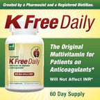 K Free Daily Multivitamin - No Vitamin K - Safe for People on Blood Thinners - 60 Capsules (2 Months Supply)