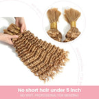 Urbeauty Human Braiding Hair #27 Color, Deep Wave Bulk Human Hair for Micro Braiding No Weft, Curly Human Hair for Boho Braids, Knotless/Goddess/Bohemian/Gypsy/18/20 Inch 100gram