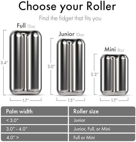 ONO Roller - Handheld Fidget Toy for Adults | Help Relieve Stress, Anxiety, Tension | Promotes Focus, Clarity | Compact, Portable Design | Stainless Steel Junior Size