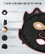 Red Light Therapy for Face, 7 Colors LED Face Mask Light Therapy At Home, Led Face Mask Light Therapy, Black