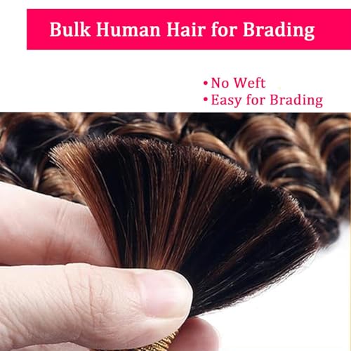 Human Braiding Hair 2 Bundles 28Inch Deep Wave Bulk for Braiding No Weft Curly Boho Braids 12A Brazilian Virgin Hair Extensions 1B/27 100g