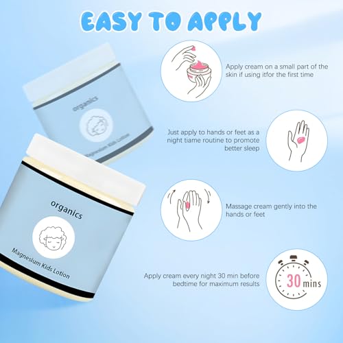 Organics Magnesium Lotion for Kids, Magnesium Lotion For Sleep, Topical Magnesium Cream Helps Stay Calm at Bedtime and During The Night (1PCS, 1)