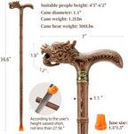 Wooden Cane, Hand Carved High-end Walking Cane for Men and Women, Lightweight Design Support Up to 500lbs Dragon Canes for Seniors, Suitable for Discerning Personal and Gift Use