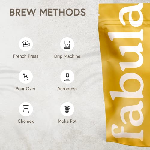 Fabula Low Acid Decaf Coffee Ground, USDA Organic Coffee Medium Roast - Single Origin - Non-GMO - No Molds - Mycotoxins Pesticides Free Coffee - 12 Oz