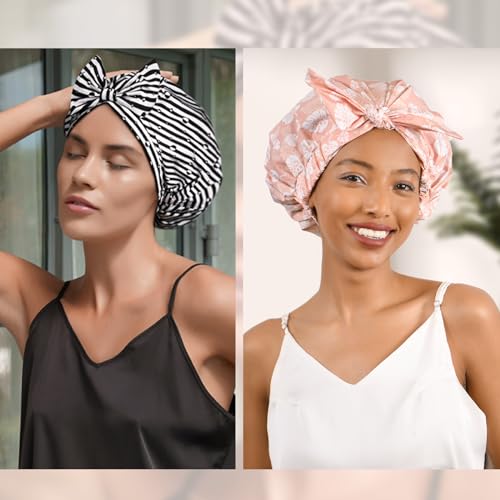 Yanibest Luxury Non-Slip Shower Cap for Women, Adjustable Waterproof Shower Cap, Reusable Cute Shower Cap Hair Cap to Keep Hair Dry