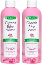 De La Cruz Rose Water and Glycerin for Face - Rosewater Facial Toner and Moisturizer for Skin and Hair 8 fl oz (236 mL) - 2 Bottles