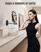 Wall Mounted Makeup Mirror with Light, 20X/1X 8'' Double Sided LED Magnifying Bathroom Lighted Vanity Mirror with Magnification, 3 Color Light up Touch Dimmable Extended Arm 360 Rotation