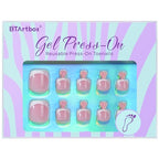 BTArtbox Press on Toenails Short, White French Tips Toenail Press Ons Square for Women, Light Weight Press on Toe Nails with Glue, Fake Toenails in 16 Sizes- 32 Toenails Kit, Timeless Grace