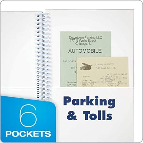 Adams ABFAFR12 Vehicle Mileage and Expense Journal, 5-1/4" x 8-1/2", Fits the Glove Box, Spiral Bound, 588 Mileage Entries, 6 Receipt Pockets,White