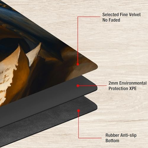 Playmats for Magic: The Gathering MTG Card Game Mat Plus 50 Pcs Card Sleeves, 24 x 14 inch TCG Mat with Stitched Edge for Commander Deck Duskmourn Board Game, Dragon Writing with Feet