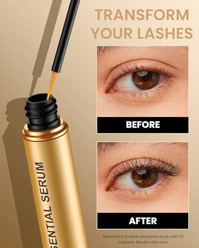 Eyelash Serum- Natural Comestic Eyelash Serum for Longer, Thicker Lashes & Brows, Boost Lash Serum Vegan & Cruelty-Free-Niacinamide, Centella Asiatica Leaf Extract(15 mL Gold)