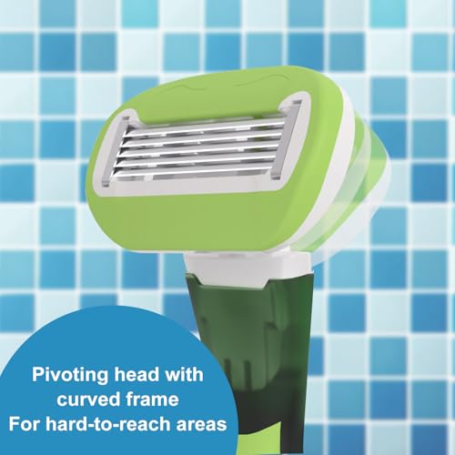 Mini Razors for Women Travel, Extra Smooth On The Go Razor, Portable 5-Blade Womens Razors for Shaving, Travel Essentials for Women, 1 Mini Razor, 3 Refills and 1 Travel Case, Avocado Green