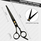 Professional Hair Cutting Shears,6 Inch Hairdressing Shears Barber Hair Scissors Edge Razor Sharp Blades Haircut Scissors for Men Women Kids Japan 440c Stainless Steel (Rainbow) (Black)