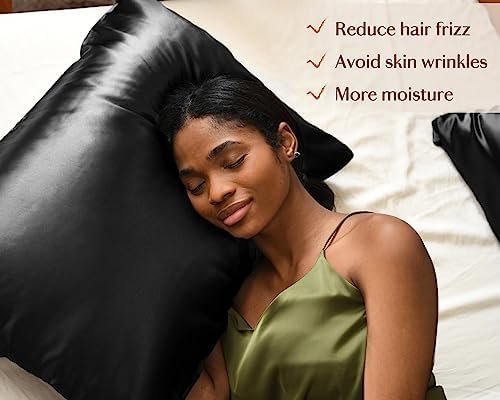 YANIBEST Satin Pillowcase for Hair and Skin Care Silk Pillowcase 2 Pack King Size Pillow Cases Set of 2 -Satin Cooling Pillow Covers with Hidden Zipper Floral Print