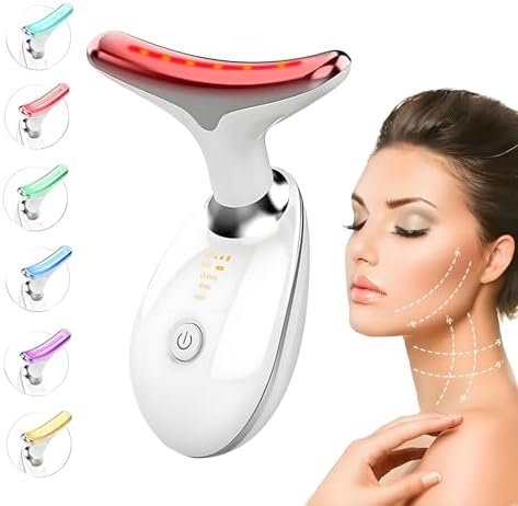 Facial and Neck Massager Red Light for Face Beauty 7 in 1 Color Led Facial Sculptor Device Neck Chin Sculptor Lifting Device Face Vibrating Massager Tool Wrinkle Remover