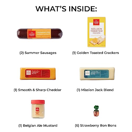 Hickory Farms Farmhouse Sausage & Cheese Medium Gift Box | Gourmet Food Gift Basket, Perfect For Family, Birthday, Sympathy, Congratulations Gifts, Retirement, Thinking of You, Business Gifts