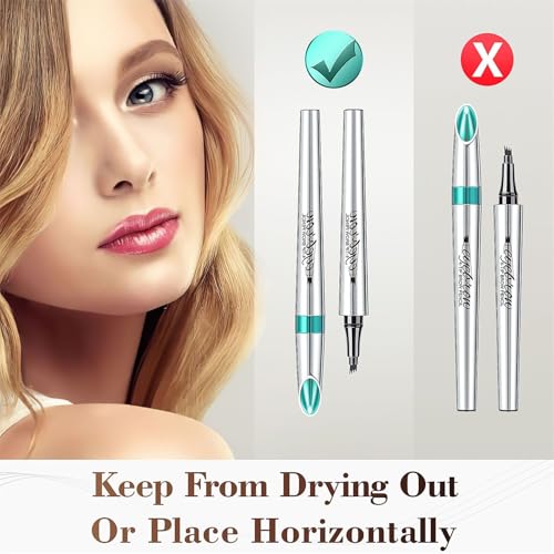 Eyebrow Pencil Eyebrow Microblading Pen - Liquid Eyebrow Pen Micro 4 Point Brow Pen Lift & Brow Pencil Snatch, Eye Makeup Long-Lasting Waterproof Natural Eyebrow Hair 2 PCS (Light Brown)