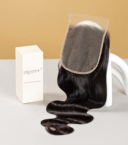Triippy Raw Hair 5x5 HD Lace Closure Body Wave More Less Shedding than Regular Virgin Hair, 0.10mm Ultra-Thin 5x5 Swiss Real HD Lace with 100% Raw Cambodian Human Hair 16 Inches
