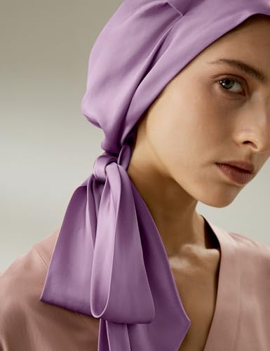LilySilk 100% Silk Bonnet Pure Mulberry Silk Sleep Cap Womens Natural Silk Bonnet for Sleeping and Hair Care Night Hair Wrap with Long Elastic Band Stay On Lavender