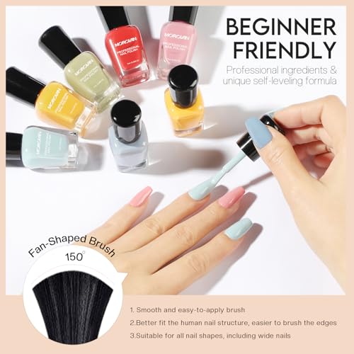 Morovan Nail Polish Set Fingernail: Quick Dry Nail Polish Kit Regular Nail Polish Bulk 0.25 oz Finger Nail Polish Pack Glossy Toenail Polish DIY Gifts for Women