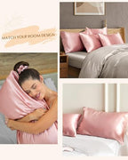 Yanibest Satin Pillowcase, King Size Pillow Cases Set of 2 - Silk Pillow Cases for Hair and Skin with Zipper, Silk Pillow Cases King for 20"x36", Exquisite Packaging for Women Men