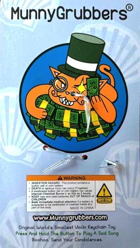 MunnyGrubbers - Original World's Smallest Violin Toy Keychain With Playable Sad Music - Tiny Mini Violin Keychain with Sound