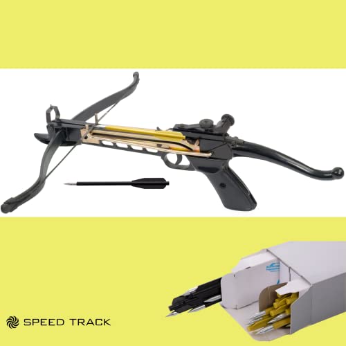 SPEED TRACK 60PCS Yellow and Black 6.25 Inch 50-80LB Mini Archery Crossbow Bolts Set with Sharp Metal Tip, Reusable Durable Arrow Dart For Shooting Target Practice, Small Hunting Game, Outdoor Fishing