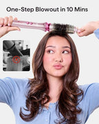 Wavytalk Pro Thermal Brush Set, Negative Ion Round Brush, Dual Voltage Heated Styler With 3 Sizes Detachable Brushes for Short and Long Hair One-Step Shiny Blowout Look, Pink