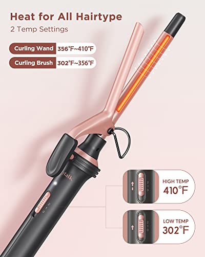 Wavytalk 5 in 1 Curling Iron Set with Curling Brush and 4 Interchangeable Ceramic Curling Wand (0.35"-1.25”), Instant Heat Up, Dual Voltage Hair Curler