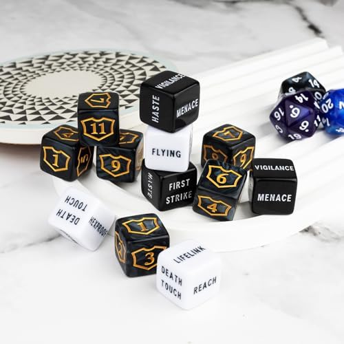 75 Pieces Magic Keyword Counter Dice MTG Counters Dice Set Bulk Ability Life Buff Plus 1 Tokens for MTG, TCG, Cards Gaming Accessories