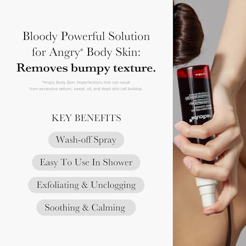 medicube Red Body Peeling Shot, Body Spray Cleanser for Strawberry skin, AHA + BHA + Succinic Acid Helps Reduce Body Breakouts and Bumpy Skin, Smoothing and Exfoliating, 3.88 oz.