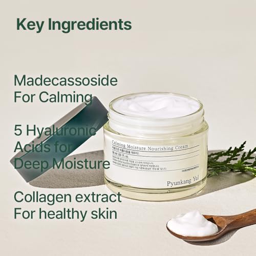 Pyunkang Yul [PKY] Calming Moisture Nourishing Cream Instantly Soothes Sensitive Skin, Face Moisturizer for Healthy Skin Vitality with Collagen, Vegan, Korean Skincare (1.69 Fl. Oz, 50ml)
