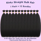 Braiding Hair 6Bundles Kinky Straight Bulk Hair for Braiding 900g No Weft Quality Synthetic Braiding Hair Extensions for Boho Braids Wet and Wavy Yaki Straight Bulk Hair for Micro braiding 20inch,4#