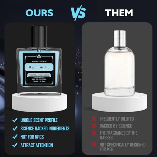 Hypnosis 2.0 Cologne for Men (Pheromone-Infused), Perfume Para Hombre Pheromone Cologne for Men, Lasting Fragrance | Natural Herbal Formula | Enhance Attraction, Pheromone Enhanced Cologne (50ml+10ml)