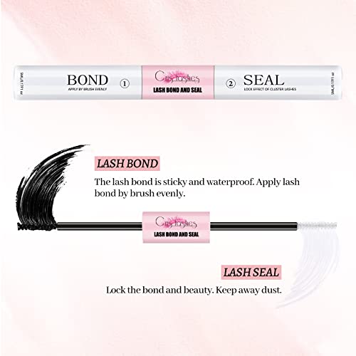 DIY Eyelash Extension Kit, Crislashes Cluster Lashes Kit with 168 PCS 8-16mm Mixed, Thin Band, Lash Bond and Seal, Applicator, Reusable Home Use (KIT 02)