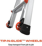 Little Giant Ladders Velocity, 17-Ft Folding Multi-Position Ladder, Aluminum, 300 lb Load Capacity, Type 1A Extra Heavy Duty, 18-Ft Reach, with Ratchet Levelers and Wheels (15417-801)