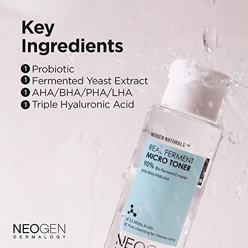 Neogen DERMALOGY Real Ferment Micro Collection - with Naturally Fermented Ingredients (Rice) & Hyaluronic Acid for Hydrated, Brightened and Healthy Skin (Micro Essence + Micro Toner Set)