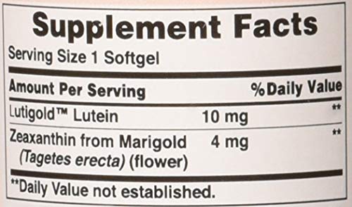 Puritan's Pride Zeaxanthin 4mg with Lutein 10mg, Supports Healthy Eyes and Vision*, 60 ct (Pack of 2)