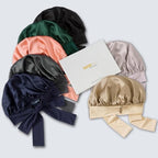 ZIMASILK 19 Momme 100% Mulberry Silk Bonnet for Sleeping Women Long Hair Double Layer Silk Hair Wrap with Tie Band Stay On Head for Hair Care (1Pc, Coffee)