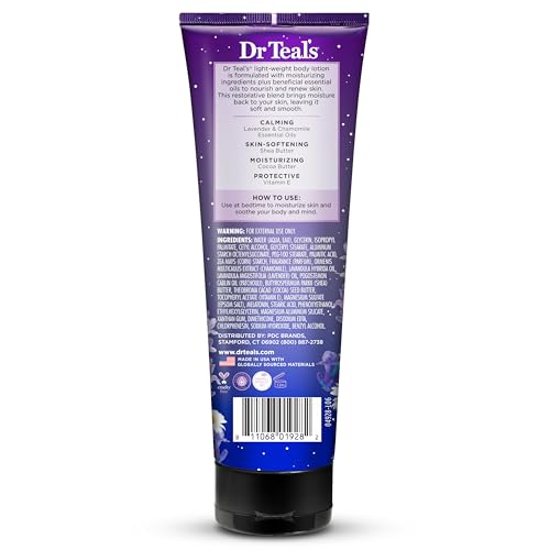 Dr Teal's Sleep Body Lotion, 24-Hour Moisture, with Melatonin, Lavender & Chamomile Essential Oils, 8 fl oz (Pack of 3)