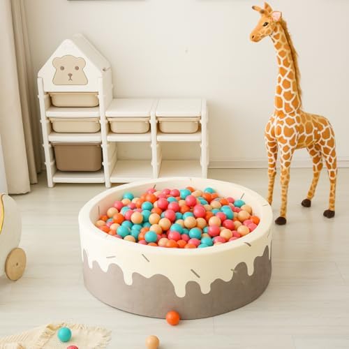 GOGOSO Ball Pit Balls for Toddler, Baby Plastic Playballs Kids Soft Pastel Pelotas Non-Toxic BPA-Free,Cream Pink+Orange+Green,100 Balls