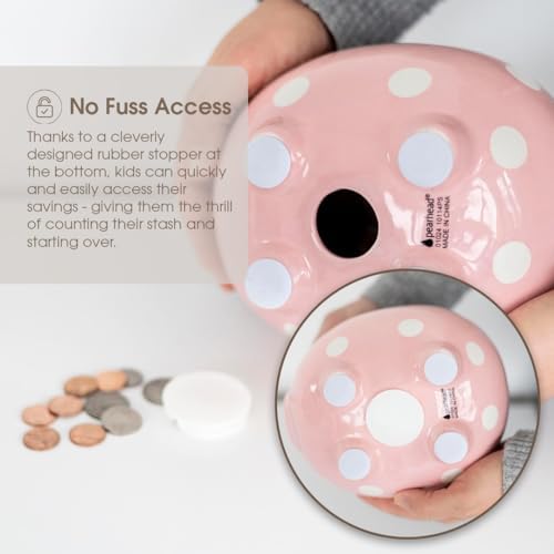 Bundle of Pearhead Large Ceramic Piggy Bank + Pearhead Wooden Rainbow Stacking Toy